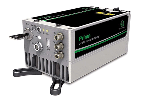 Prima is a 3-Color Compact, stand alone, affordable picosecond laser (450, 515, 640 nm)